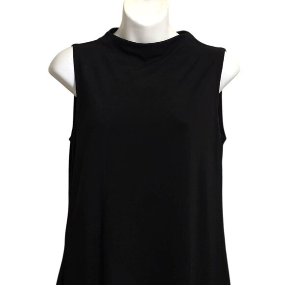 Ann Taylor Black Crew Neck Minimalist Sleeveless Mini Shift Dress Sz S - Picture 2 of 6